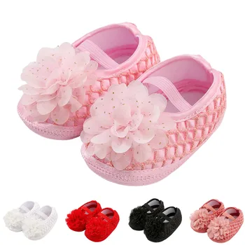 Однотонная обувь для малышей, платье Для маленьких Девочек, Платье Принцессы с цветочным рисунком, Модная обувь для первых ходунков на мягкой подошве, Дышащая Обувь для кроватки 2023 г.