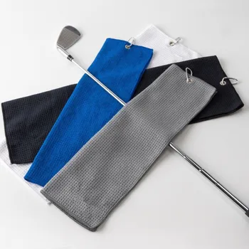 Трехстворчатое полотенце для гольфа из микрофибры премиум-класса, прочный карабин, Четыре цветовых варианта Подарка для мужчин и женщин