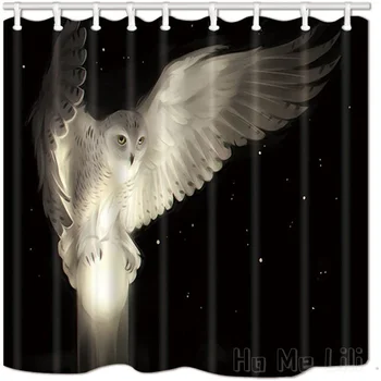 Дикие животные, Белая Сова, летящая в ночном небе, Яркая шаровая занавеска для душа от Ho Me Lili, Водонепроницаемые птицы на Хэллоуин