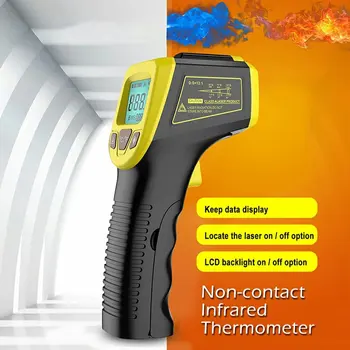 2024 Новый термометр Цифровой инфракрасный бесконтактный лазерный ИК-термометр с ЖК-дисплеем, пирометр, тестер промышленного температурного прибора