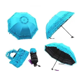 Портативная корейская версия, большой двойной новый складной зонт от солнца с защитой от ультрафиолета и для защиты от солнца для женщин и взрослых