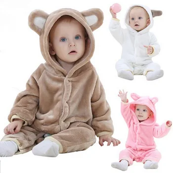 2019, зимний костюм для новорожденных, одежда для маленьких мальчиков и девочек, теплая детская одежда из кораллового флиса, комбинезон с животными, детский комбинезон