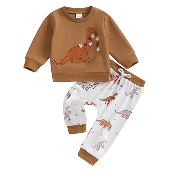 Комплект одежды из 2 предметов для маленьких мальчиков и девочек, спортивный костюм для малышей, штаны для малышей, одежда на День Святого Валентина
