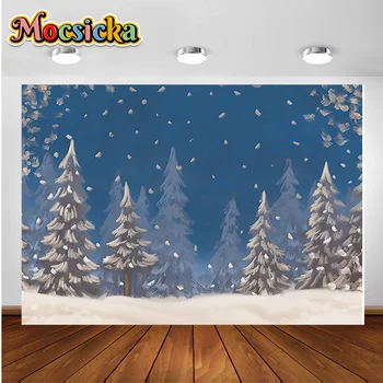 Красивые фоны для фотографий в зимнем лесу, Сосны, Рождественские баннеры, детские портретные фоны для фотографий, студийный реквизит