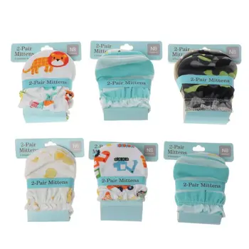 Y1UB Унисекс, Нескользящие варежки для малышей, комплект из 2 пар хлопчатобумажных перчаток с защитой от царапин