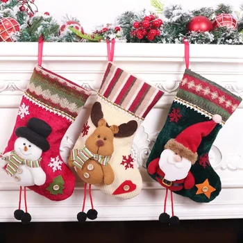 Новый Тренд Рождественские Подарочные Пакеты Подарочные Пакеты Подвесные Украшения Милые Детские Рождественские Носки Гетры