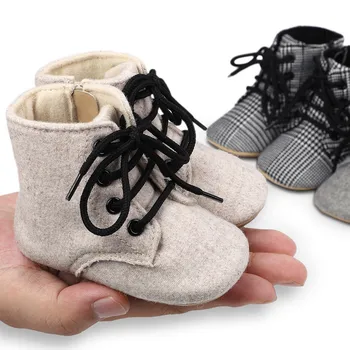 Обувь для новорожденных девочек, осенне-зимние ботинки, однотонные ботильоны с принтом 