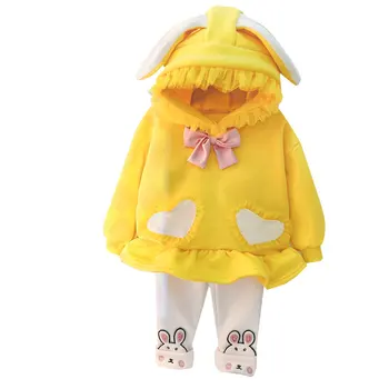 LZH 2022, зимняя одежда для маленьких девочек, осенний детский костюм для новорожденных, толстовки + штаны, детский утепленный костюм, комплект для малышей