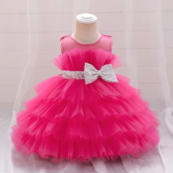 Розовое короткое платье с цветочным узором для девочек, детское платье-пачка принцессы с блестками и бантом, Нарядное платье для подружки невесты на День рождения, 6 М-14 Т