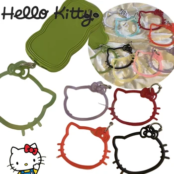 Sanrio Брелок с изображением милого кота Hello Kitty для девочек, женщин, Подвеска для мобильного телефона, Подвесное кольцо, браслет для телефона, Мягкий силиконовый браслет
