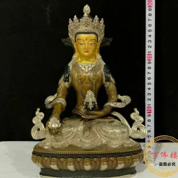 12-Дюймовый 30-сантиметровый Тибетский Бронзовый Позолоченный Буддизм Бодхисаттва Кшитигарбха /Статуя Будды