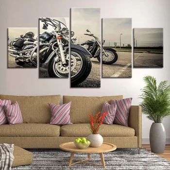 5 Шт. Винтажных картин на мотоциклах, модульное украшение гостиной, Настенное искусство, Домашний декор, картины на холсте, HD Принты, плакат