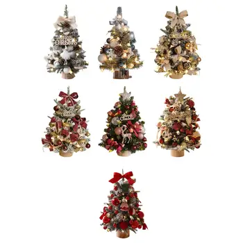 Настольная мини-Рождественская елка, теплый светодиодный декор для вечеринок, стол в спальне