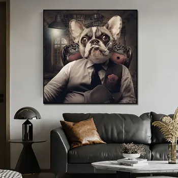 Абстрактный плакат с обезьяной Животное Курит сигару Печать на холсте Собака Лев Ездит на мотоцикле Картина на стену в скандинавском стиле Hoom Decor