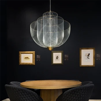 Датский дизайнер креативная люстра ресторан рыбная сетка металлическая скандинавская современная минималистичная гостиная отель демонстрационный зал лампы