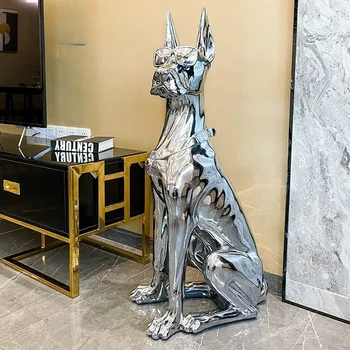 Домашний декор, Скульптура собаки из гальванической смолы, украшения для большой лестничной площадки, Статуи для украшения гостиной, креатив в европейском стиле
