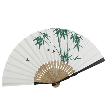 7-дюймовый вентилятор в китайском стиле, летний портативный складной Hanfu для мужчин и женщин в стиле ретро, классический бамбук с принтом из хлопка и льна