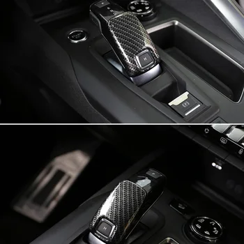 Ручка переключения передач автомобиля из углеродного волокна, наклейки на крышку головки коробки передач, Аксессуары для отделки рамы для Peugeot 3008 GT 4008 5008 2017-2019
