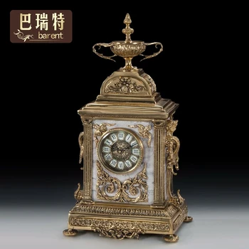 Домашние европейские антикварные ретро-часы из полностью бронзовой золотой виллы с эмалью