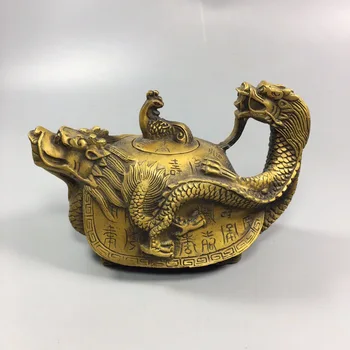 Винный горшок с черепахой-драконом из чистой латуни, чайный горшок, украшения ручной работы