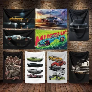 Флаг Америки Dodge Mustang Muscle Car Racing размером 3x5 футов, баннер с цифровой печатью из полиэстера для декора