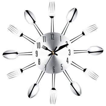 Нож и вилка, ложка из нержавеющей стали, настенные часы для кухни и ресторана, украшение для дома