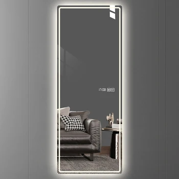 Настенное зеркало для спальни со Светодиодной подсветкой в Корейском современном Эстетическом стиле, зеркало в полный рост, Дверная рама, украшение спальни Espelho Grande Para Quarto