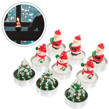 9 Шт Рождественское Украшение Miniture Обетные Свечи Для Приготовления Чая Декоративные Рождественские Маленькие Бездымные Восковые Изделия