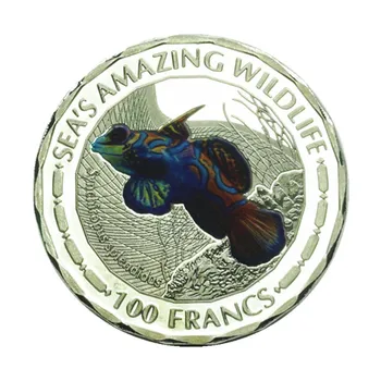 2015 Sea's Amazing Wildlife Серебряный значок Республики Бурунди стоимостью 100 франков, Памятные монеты с изображением разноцветной лягушки