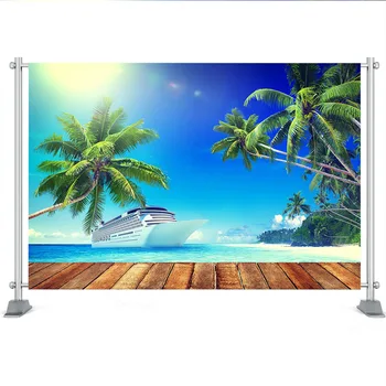 Фон для фотосъемки на летнем пляже, дерево, круизный лайнер, морские фоны, облако, Голубое небо, кокосовая пальма, фоны для фотостудии