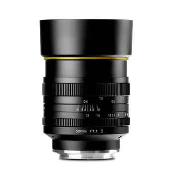 Объектив Беззеркальной камеры Kamlan 50 мм F1.1 II APS-C с Большой Диафрагмой и Ручной Фокусировкой для Canon Macro 4/3 E-mount Fuji
