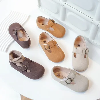 Корейская детская обувь 2023, осенне-весенняя новинка, модная детская кожаная обувь в стиле ретро для мальчиков, мокасины в британском стиле, простые туфли