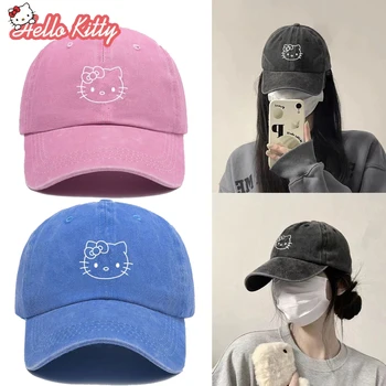 Бейсболка Sanrio Hello Kitty, летняя мода, милые шляпы-снэпбэк, хлопковая приталенная шляпа, женская повседневная шляпа с козырьком, подарок