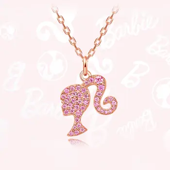 Женское ожерелье с конским хвостом из стерлингового серебра 925 пробы с легкой роскошью и нишевым дизайном, розовое ожерелье в тон Барби для девочек