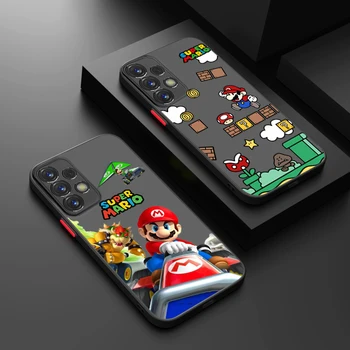Чехол для телефона Super Mario Games Samsung S23 S22 S21 S20 FE S10 S9 S8 Plus Ultra Pro 5G Из Матовой Полупрозрачной Материи
