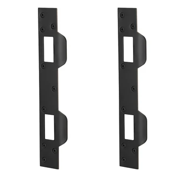 Дверная накладка с двойными отверстиями, усиленная пластина для дверной ручки и засова (2 шт., черный), прочная