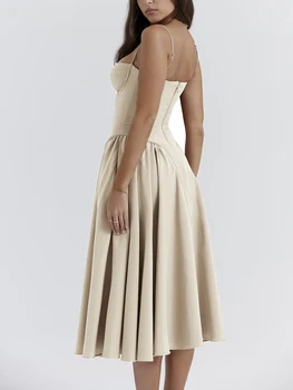 Женское макси-платье на шнуровке сзади, без рукавов на бретельках, струящееся летнее платье трапециевидной формы с застежкой-молнией