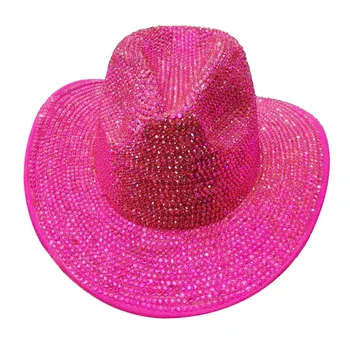 Красная Ковбойская Шляпа Fedora Hat Дизайн Со Стразами Сценическая Шляпа Для Вечеринок Мужская и Женская Джазовая Мода Весенняя Джазовая Шляпа кепкамужскня
