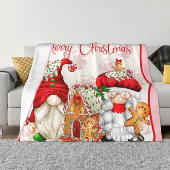 С Рождеством, Флисовые одеяла с гномами, Розовые Новогодние Забавные Одеяла для домашнего гостиничного дивана 150 * 125 см, одеяло