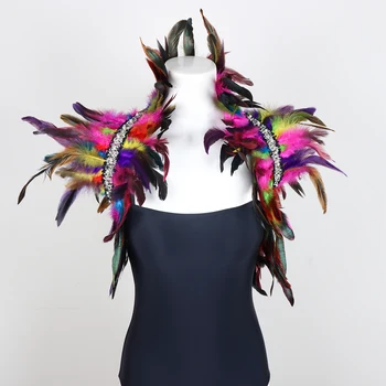 Разноцветная шаль из перьев, Накидка на плечи, Накидка из перьев, куртка, Реквизит для костюмированной вечеринки, Рейв-вечеринки, косплей-съемок