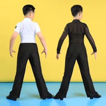 2022 Новые костюмы для латиноамериканских танцев для мальчиков с V-образным вырезом и длинными рукавами, брюки для латиноамериканских танцев, одежда для бальных латиноамериканских танцев DN11118