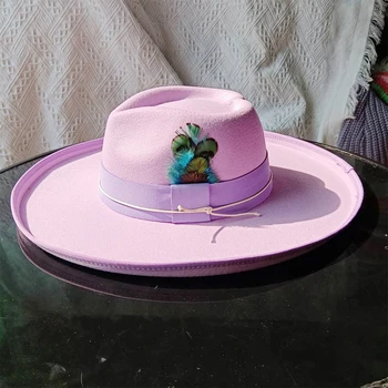 Фетровая шляпа, новая джазовая шляпа Love Bonded с эластичной лентой, контрастная зимняя шляпа джентльмена, женская панама класса люкс