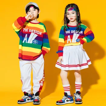 Детские танцевальные костюмы в стиле хип-хоп, одежда для джазовых бальных танцев, наряды для вечеринок для девочек и мальчиков, костюмы для соревнований в стиле хип-хоп, костюмы для выступлений