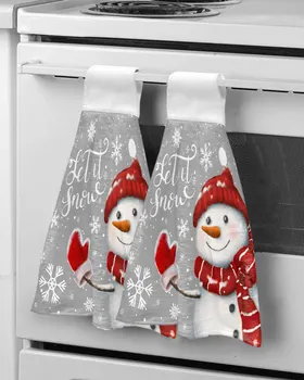 Рождественские полотенца для рук в виде снеговика и снежинки, ткань для ванной комнаты, ткань для быстрой химчистки из микрофибры, Кухонное полотенце