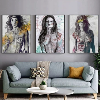 Винтажная картина на холсте в скандинавском стиле, плакаты с современными секс-леди, настенный декор комнаты, принты в стиле ню и украшение дома в спальне для девочек с картинками