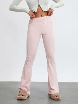 Женские расклешенные леггинсы, обтягивающие брюки, женские эластичные штаны для йоги со средней посадкой, длинные спортивные штаны для бега трусцой Y2k Lounge
