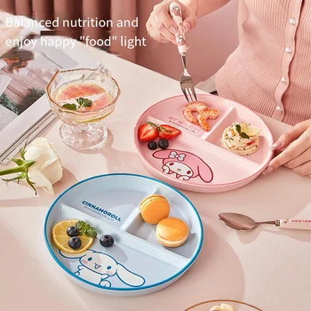 Sanrio Hello Kitty Милая Керамическая Тарелка Для Ужина My Melody Cinnamoroll Креативный Набор Посуды Большой Емкости Для Похудения Рисовая Миска