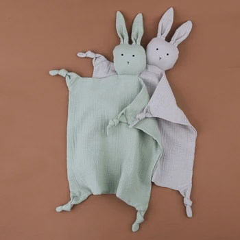 Хлопковое полотенце для умиротворения ребенка в форме кролика Успокаивающая игрушка для младенцев